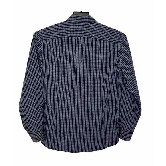 Kenneth Cole New York‎ Men's Dress Shirt Size Large 16.5 Blue Check Long Sleeve - Picture 9 of 9